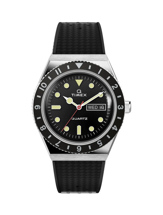 Q Diver Inspired Watch with Black Rubber Strap | Timex - Harpers
